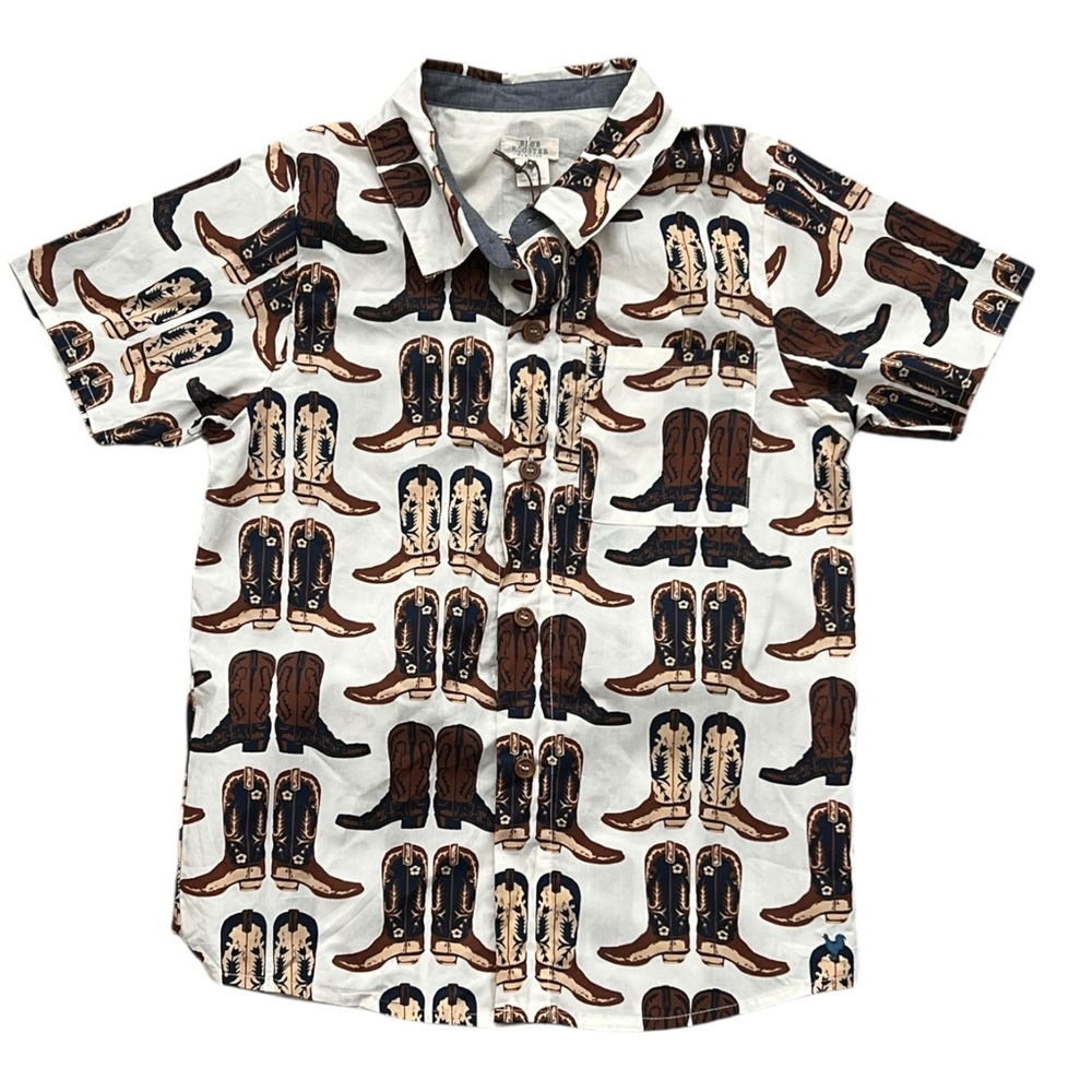Blue Rooster New York Cowboy Boots Button Front Shirt Boys 10 Western Cotton NWT